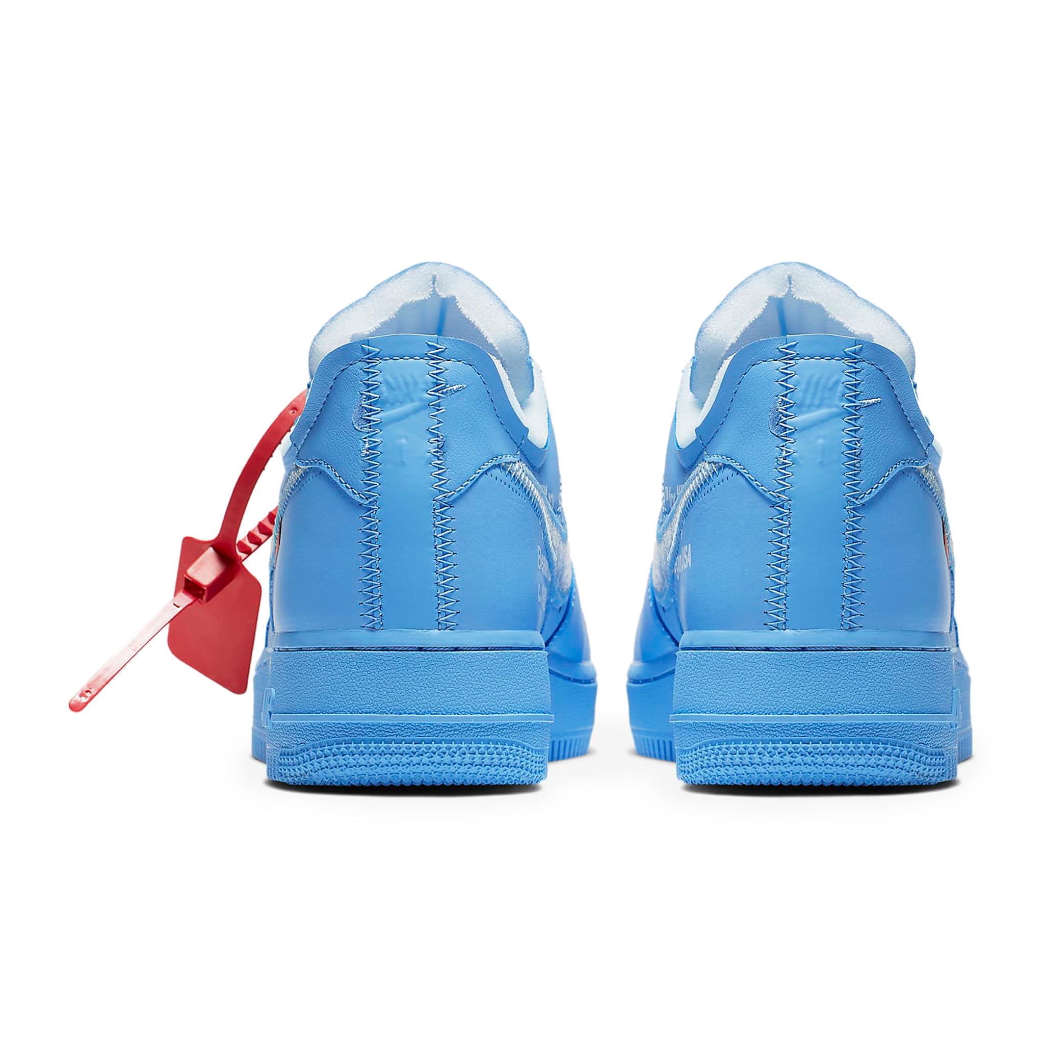 Heel view of Nike x Off White Air Force 1 Low MCA University Blue CI1173-400